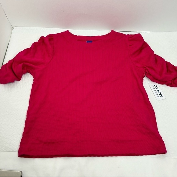 Ruched Puff-Sleeve Textured-Knit Top for Girls  Old Navy Size L - Picture 5 of 7